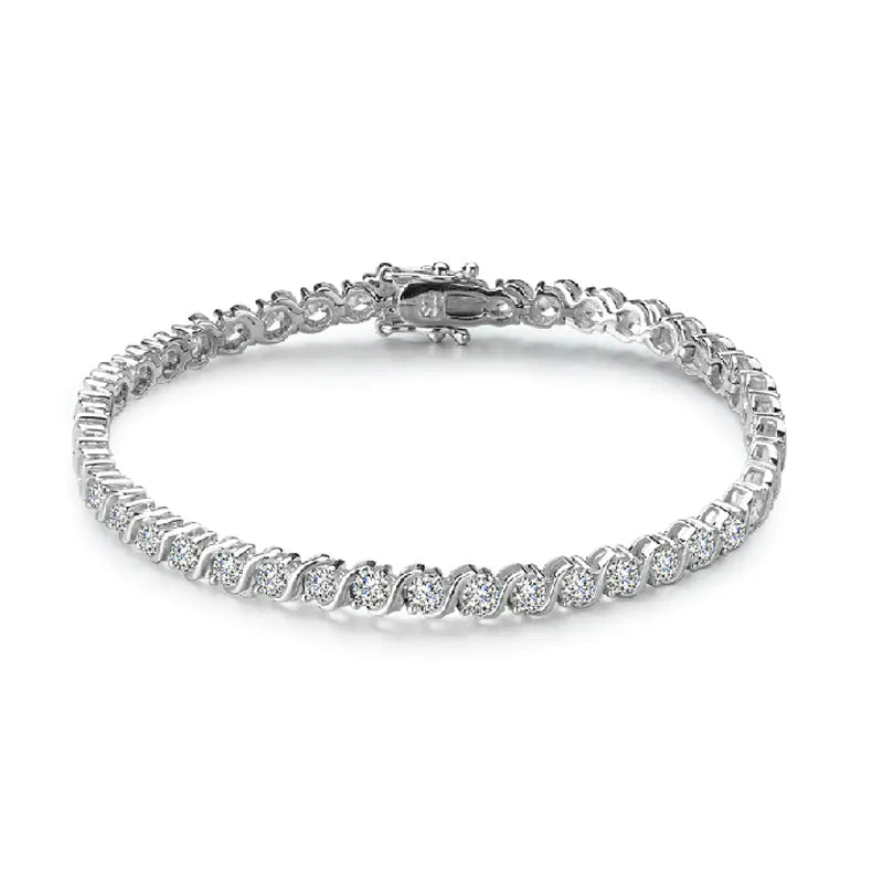Sterling Silver Twisted Diamond Bracelet