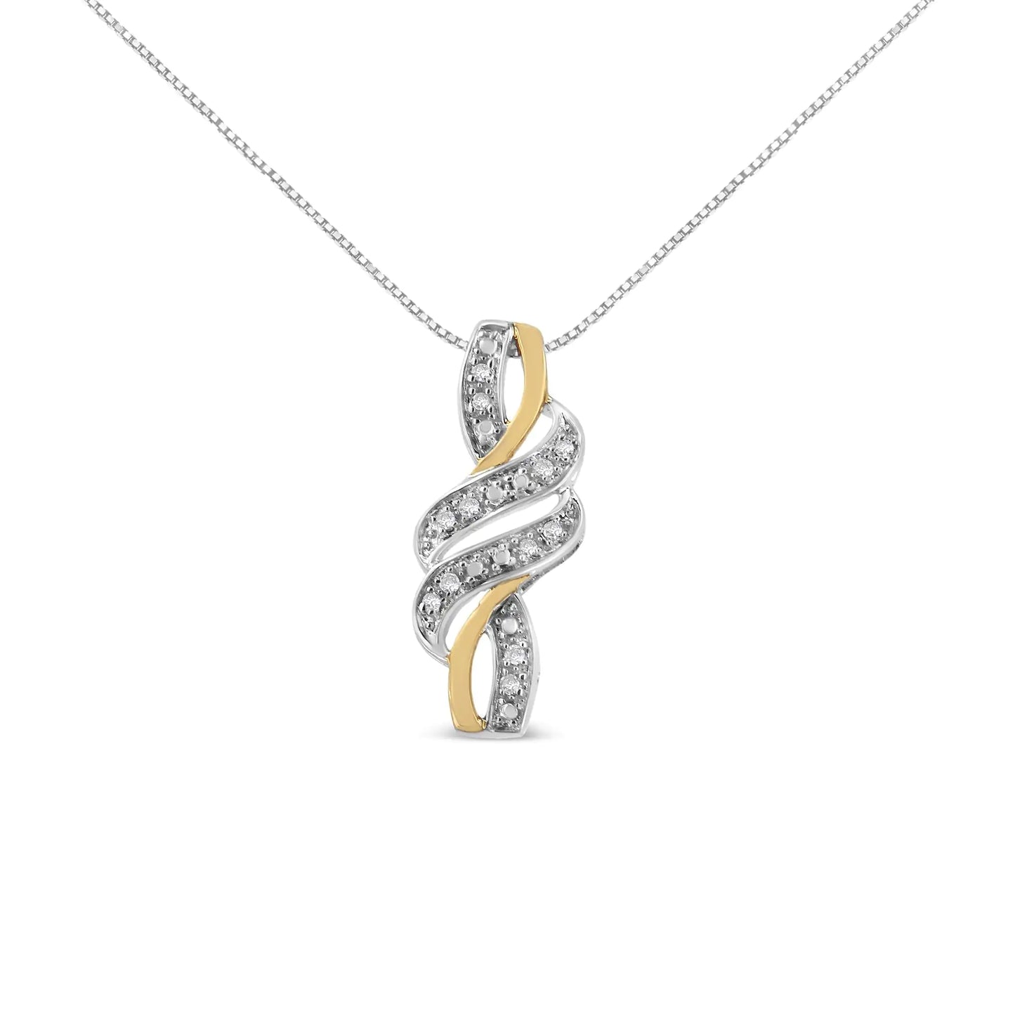 14K Yellow Gold Plated Round-Cut Diamond Accent Cross Necklace