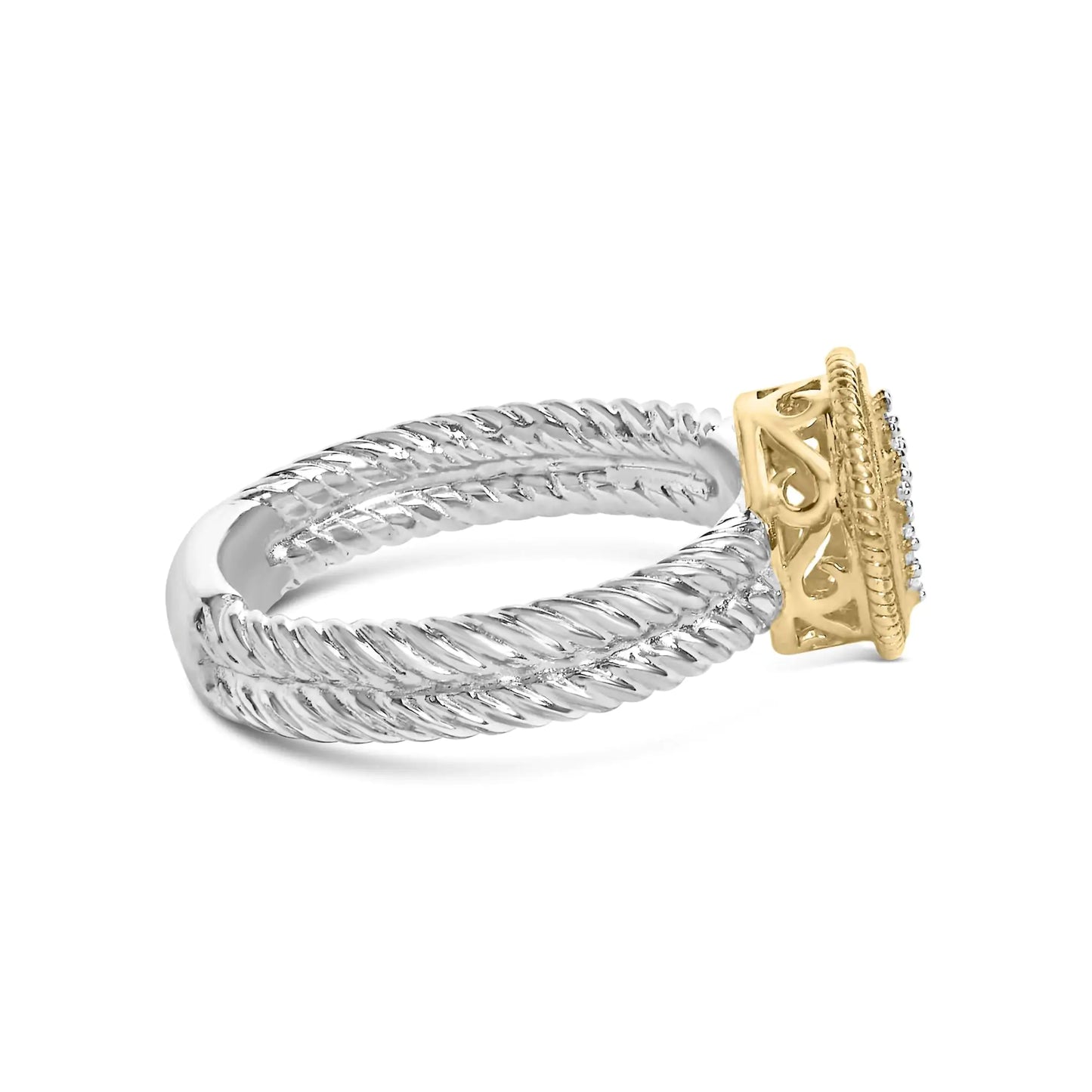 18K Yellow Gold Plated Diamond Cross Ring