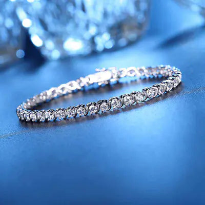 Sterling Silver Twisted Diamond Bracelet