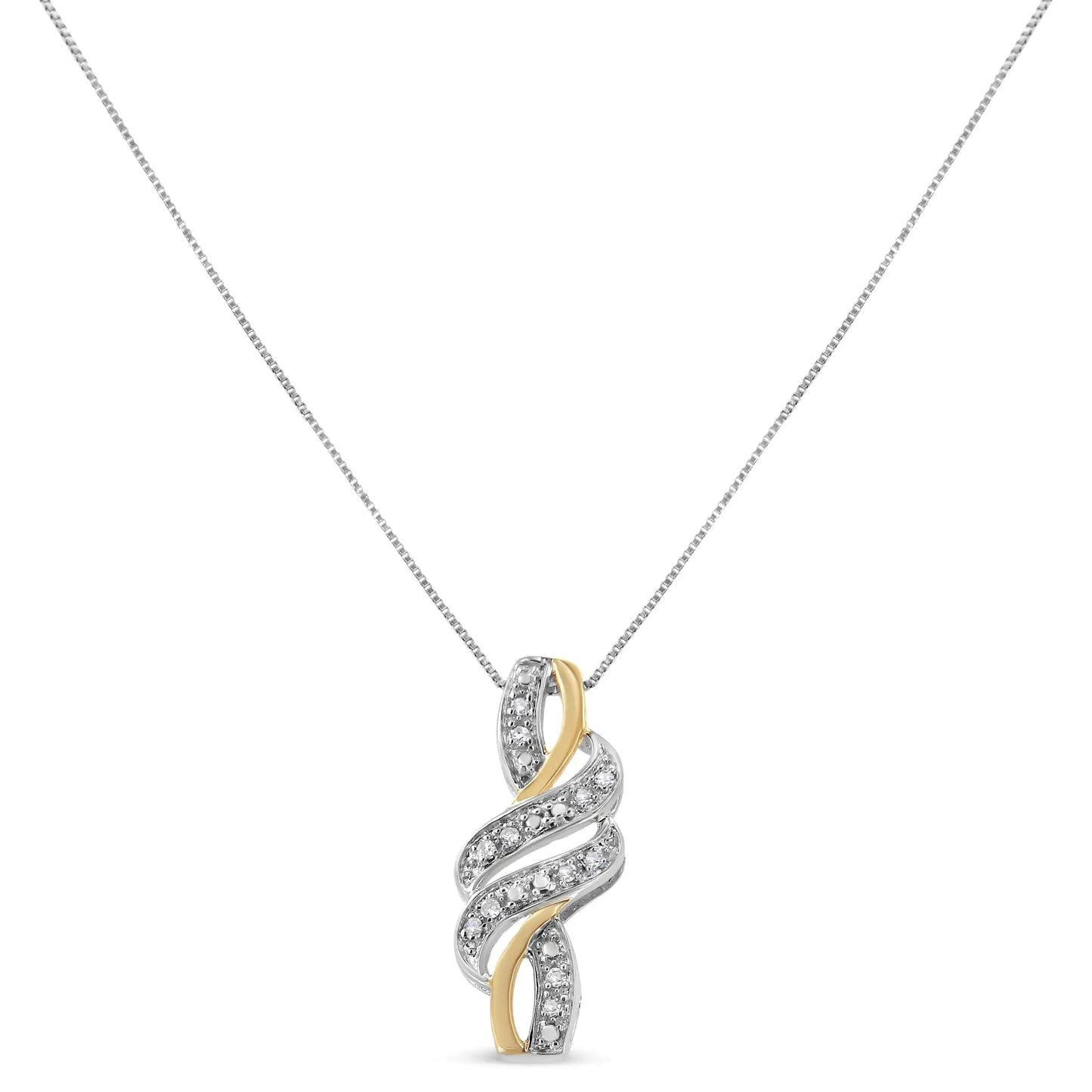 14K Yellow Gold Plated Round-Cut Diamond Accent Cross Necklace