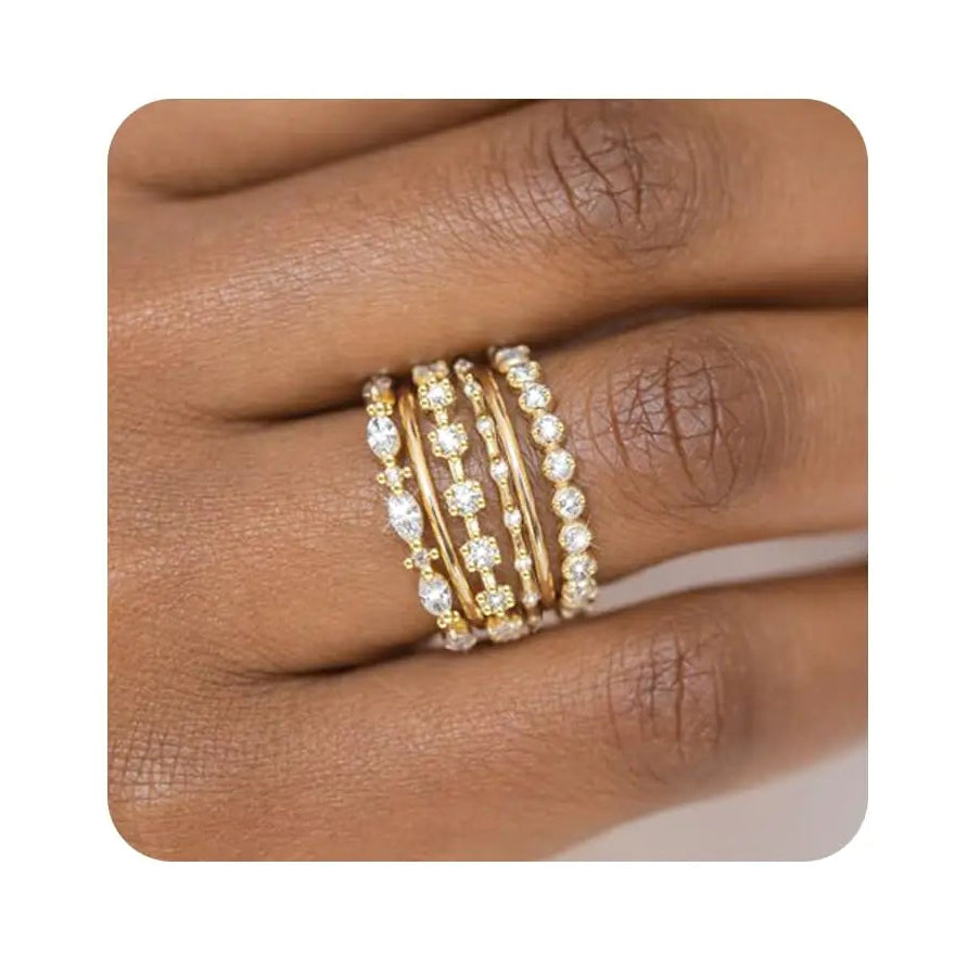 14k Gold Plated Stacking Cubic Zirconia rings