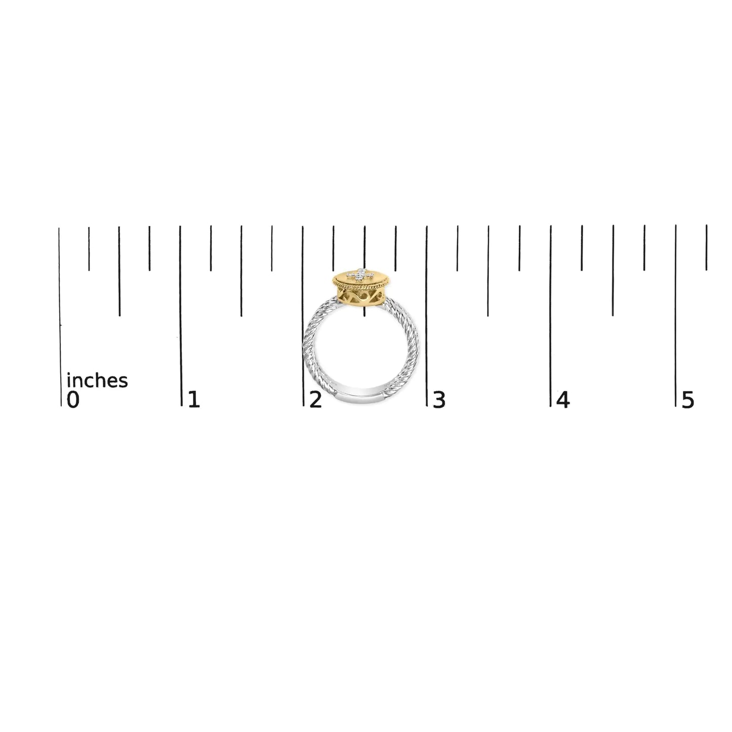 18K Yellow Gold Plated Diamond Cross Ring