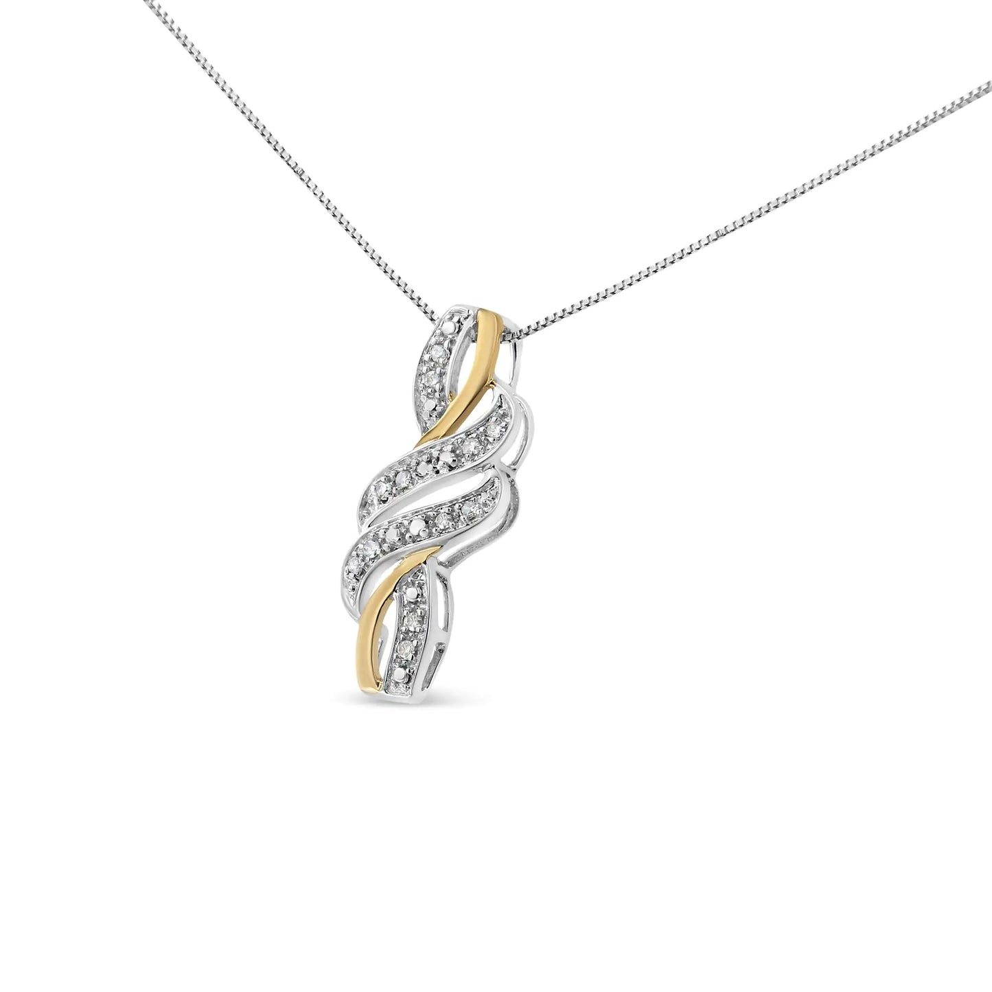 14K Yellow Gold Plated Round-Cut Diamond Accent Cross Necklace