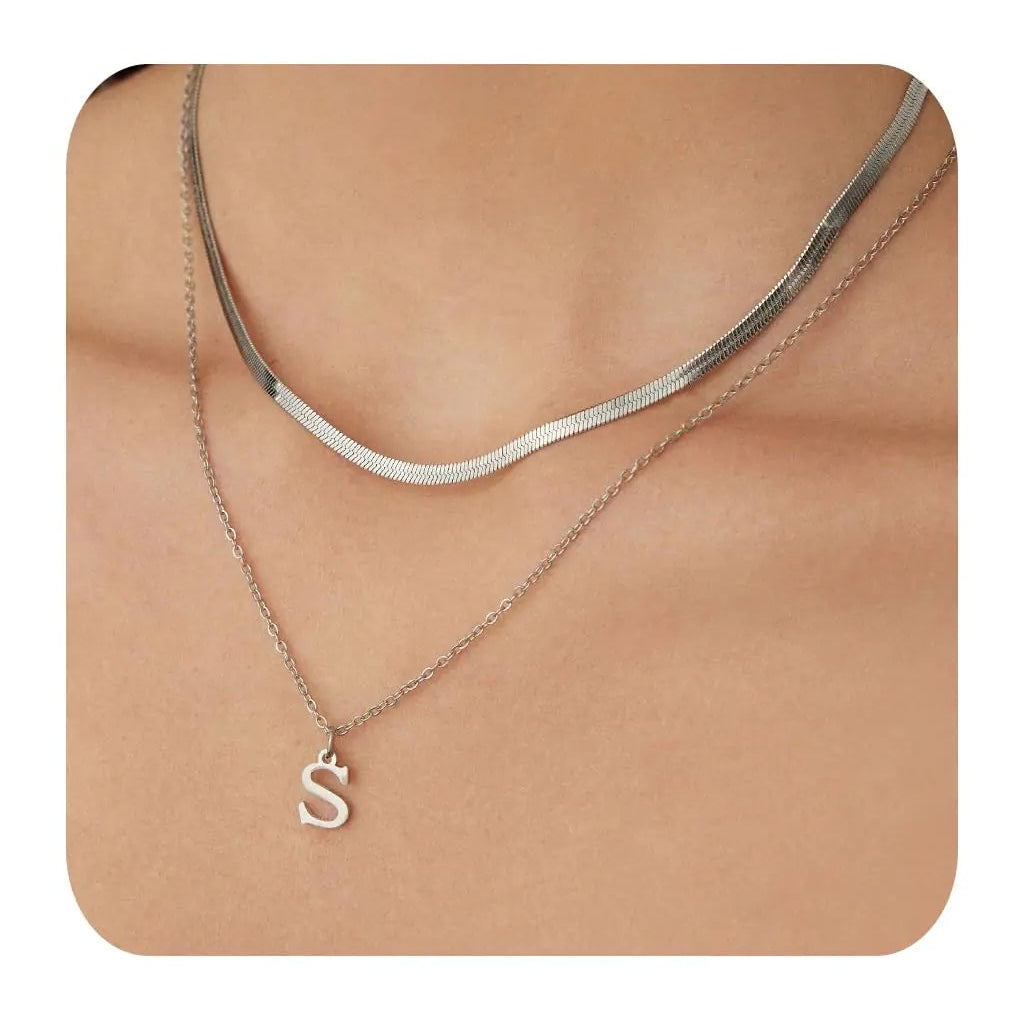 Sterling Silver Herringbone S Necklace