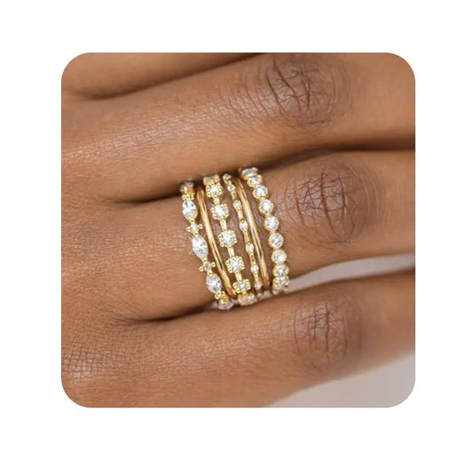 14k Gold Plated Stacking Cubic Zirconia rings