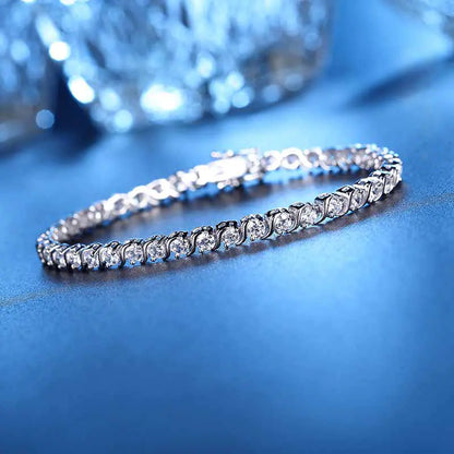 Sterling Silver Twisted Diamond Bracelet