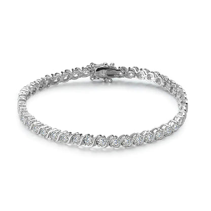Sterling Silver Twisted Diamond Bracelet