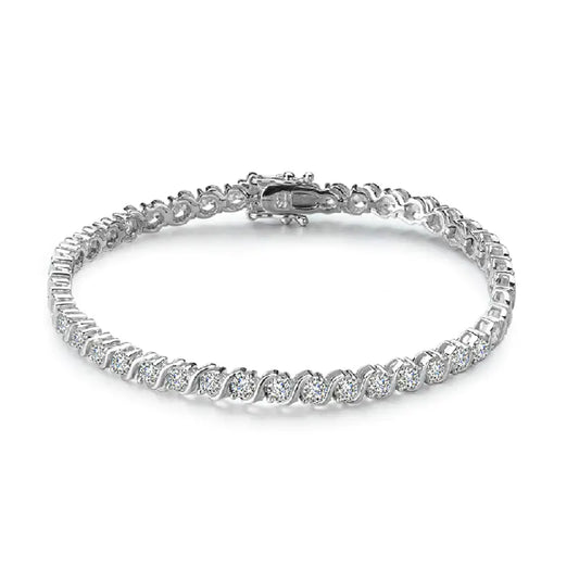 Sterling Silver Twisted Diamond Bracelet