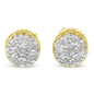 14K Yellow Gold Plated Diamond Miracle Set Stud Earrings