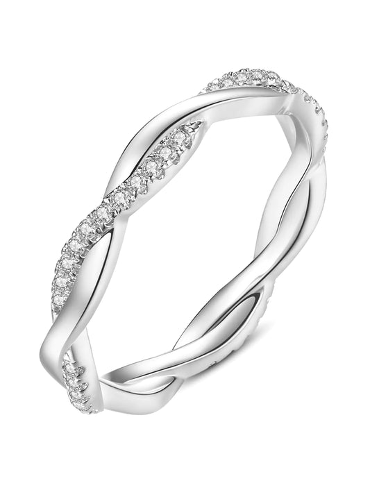 18K White Gold Plated Twisted Rope Ring