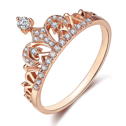18K Rosegold Plated Princess Crown Ring