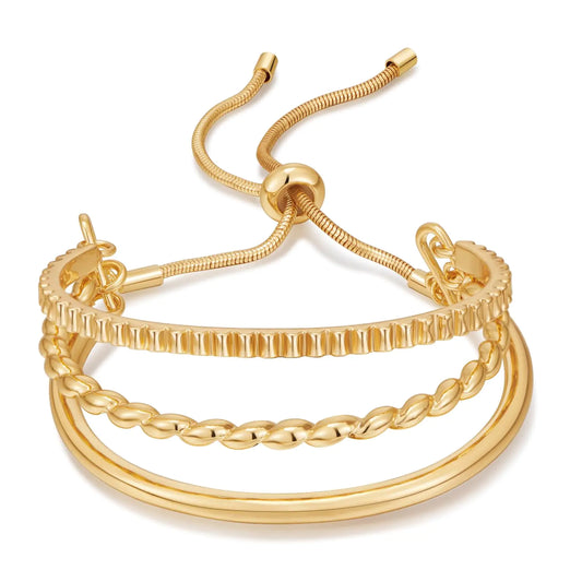 14K Gold Plated Multi Layered Bangle
