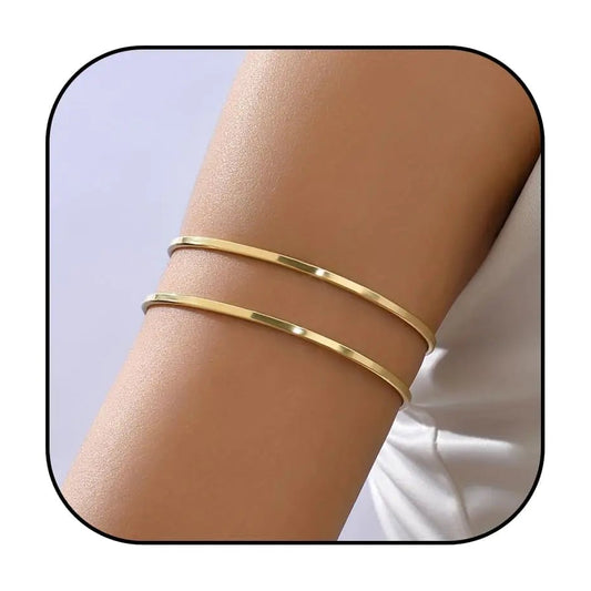 Yellow Gold Layered Arm Cuff Bracelet