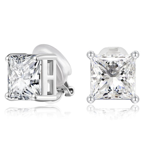 Sterling Silver Diamond Clip on Earrings