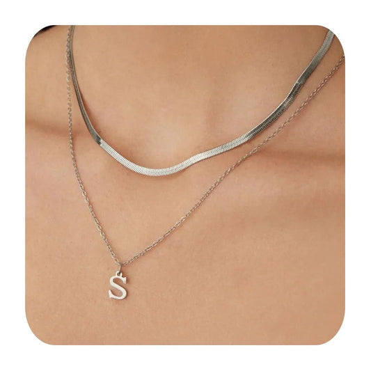 Sterling Silver Herringbone S Necklace