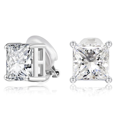 Sterling Silver Diamond Clip on Earrings