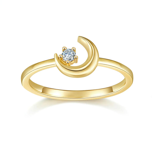 14K Gold Plated Crescent Moon Ring