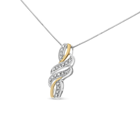 14K Yellow Gold Plated Round-Cut Diamond Accent Cross Necklace