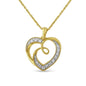 14K Yellow Gold Plated Ribbon & Heart Pendant Necklace